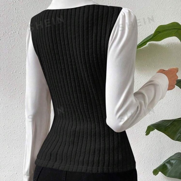 Two Tone Puff Sleeve Women’s Blouse SHEIN - Picture 2 of 2